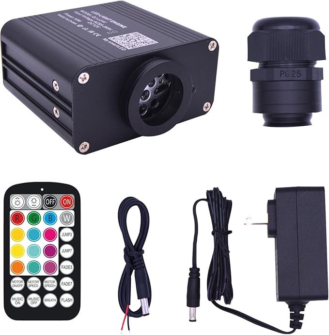 Twinkle 16W Mini Bluetooth APP Control Music Sync Fiber Optic Light Source RGBW Light Box Engine Diver for Car Starlight Headliner Home Indoor Star Ceiling Decoration
