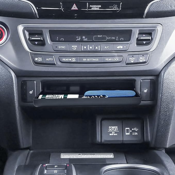 EDBETOS Console Drawer Tray Compatible with Honda Pilot 2016-2022/ Ridgeline 2017-2024/ Passport 2019-2024 Accessories Center Console Organizer Insert Tray Storage Box Coin Container, ABS Black