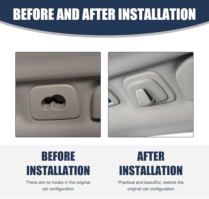 Pack of 2 Interior Car Hanger Hook, Lock Design Rotary Installation, Multi-Functional Car Roof Clothing Bag Hanging Storage, Compatible with Volvo XC60 XC40 XC90 V90 S90 (Gray)