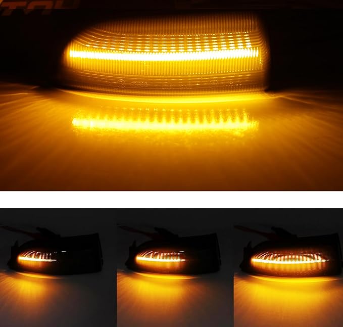 iJDMTOY Black-Out Smoked Lens Amber LED Dynamic Sequential Blink Side Mirror Turn Signal Light Assembly Kit Compatible With Ford 2019-2023 Ranger Lariat Chrome Housing ONLY