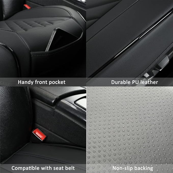 GIANT PANDA 2pcs Front Car Seat Covers Bottom Seat Covers, PU Leather Driver Car Seat Protectors Fits 95% of Vehicles, Wrapping Around The Bottom (Black)