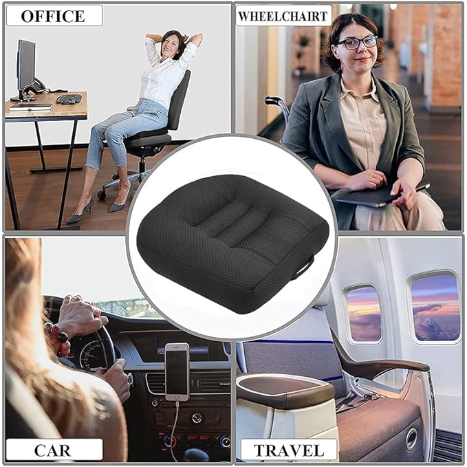 Car Booster Seat Booster Height Lifting Pad Breathable Mesh Portable Car Seat Cushion for Fatigue for Trucks, Cars, SUVs, Office Chairs, Wheelchair (Black)