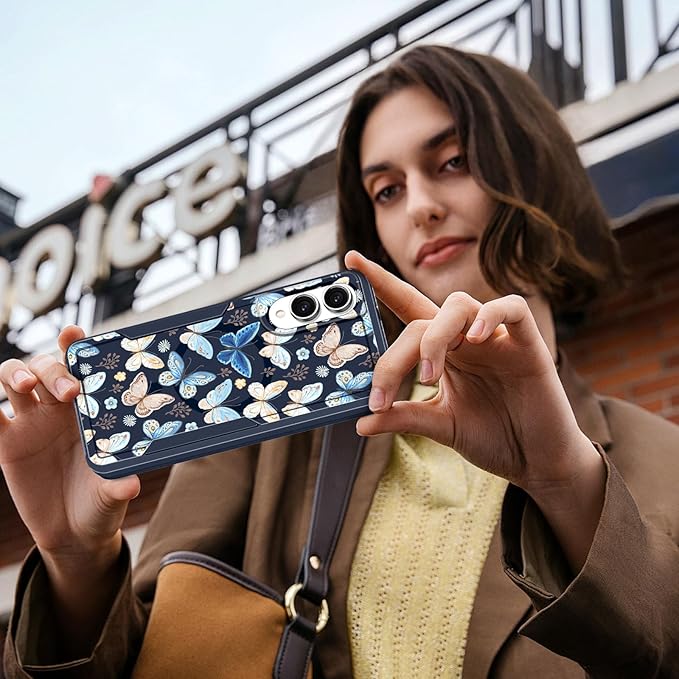 for Samsung Galaxy S25 Edge Case - Compatible with MagSafe Women Girls Cute Magnetic Protective Phone Cover Girly Blue Butterfly Heavy Duty Shockproof Design for Samsung S25 Edge Case