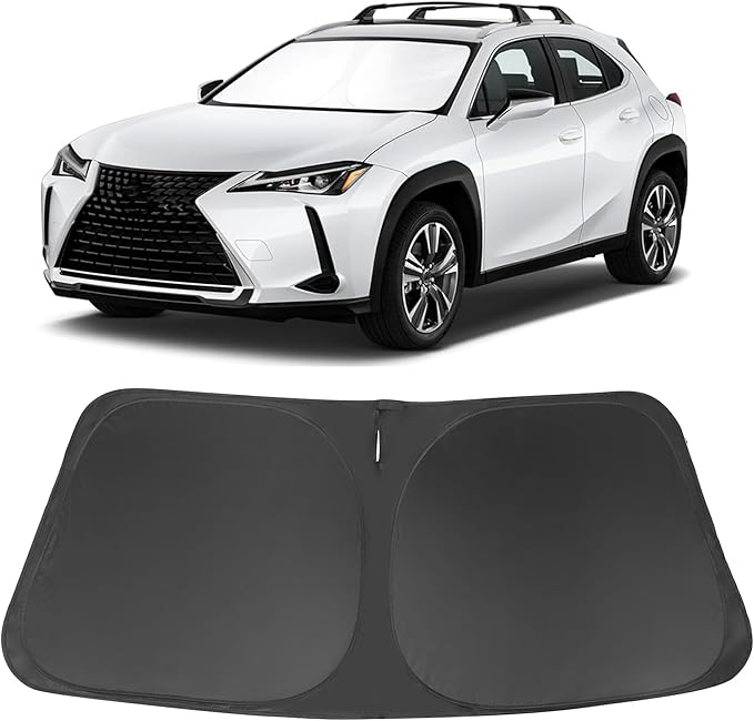 Windshield Sun Shade Custom Fit for 2019-2026 Le-xus UX 200/250h/260h/300h/300e Accessories Foldable Sunshade Sun Blocker Protect Car from Sun Rays & Heat Damage Keep Car Cooler
