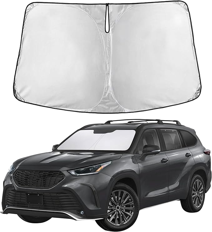 EcoNour Windshield Sunshade Compatible for Toyota Highlander 2020-2024 2025 2026, Sun Visor for Front Windshield & Window Sun Shade Cover, UV Heat Blocker & Protector, Car Accessories