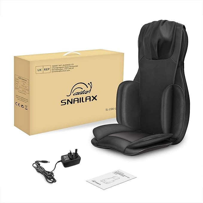 Snailax Neck Back Massager with Heat, Full Body Massage Chair Pad, Adjustable Compression, Rolling, Shiatsu Massage Seat Cushion, Chair Massagers,Gifts for Women, Man (Upgrade)