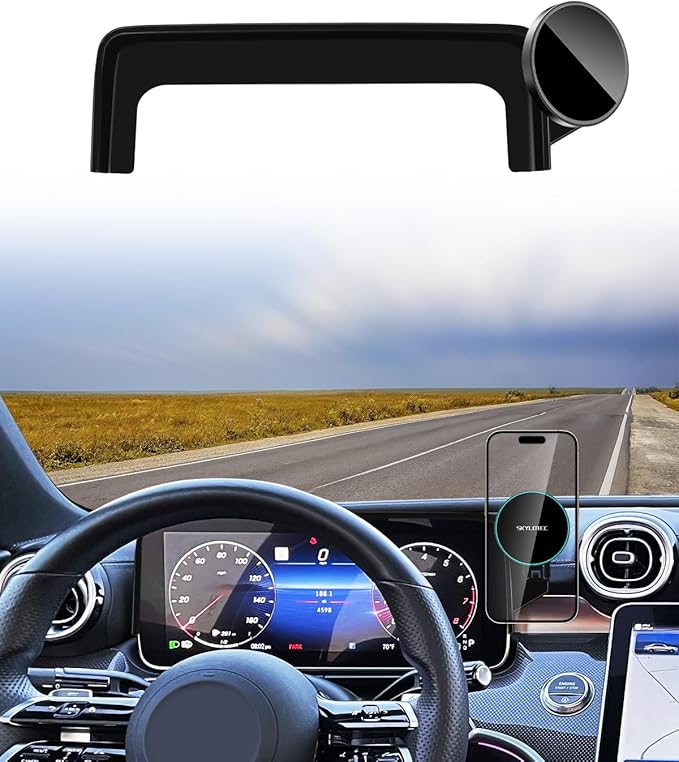SKYLOTEC Phone Mount for Mercedes Benz GLC 2023-2026 C-Class 2022-2026, Magnets Wireless Charger Phone Holder Compatible with MagSafe, 12.3-inch Screen Cradles Bracket for Cell Phones