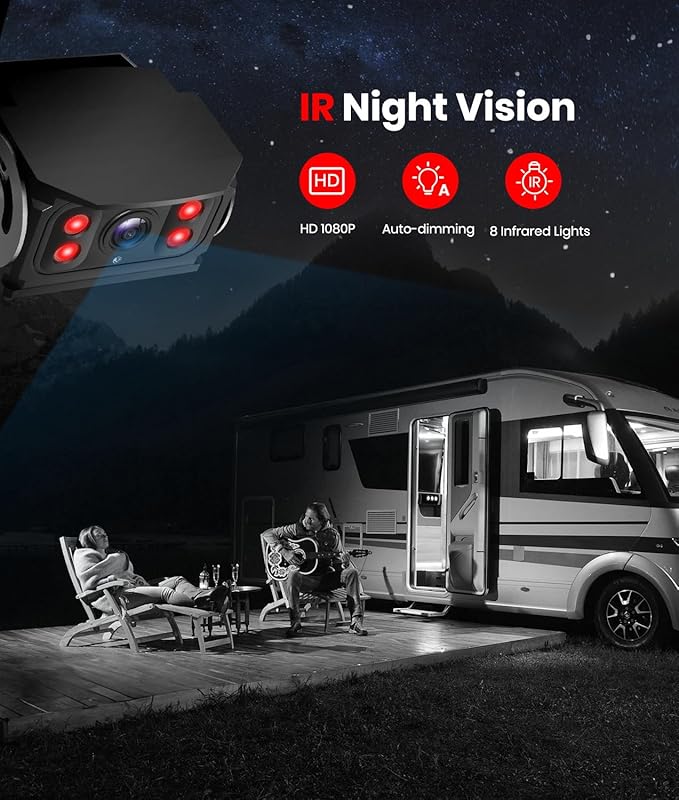 RV Backup Camera for Furrion pre-Wired System Pre-Wired:7" HD 1080P Video Recording Split Screen Rear View Camera,170°Wide Angle with IR Night Vision Back up Camera for RVs Campers and Trailers