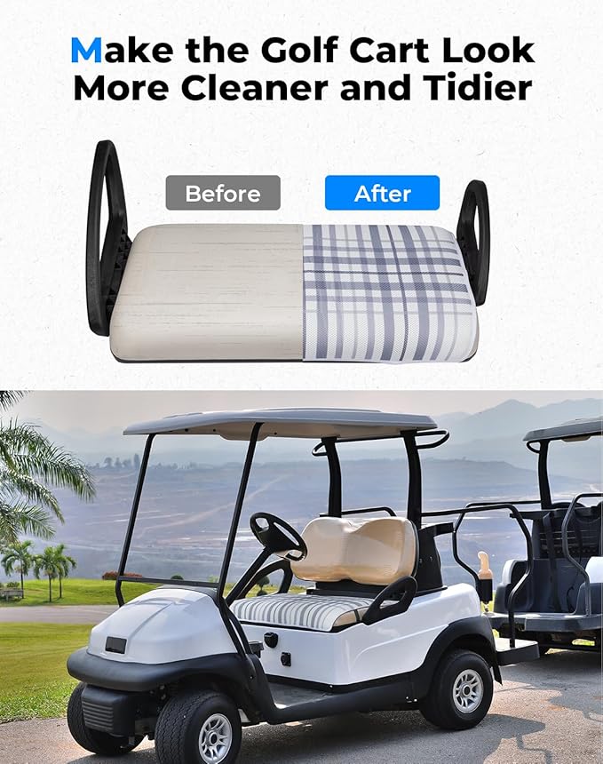KEMIMOTO Universal Golf Cart Seat Towel Blanket Covers for All Weather, Compatible with EZGO, Club Car and More 2-Seat Golf Carts