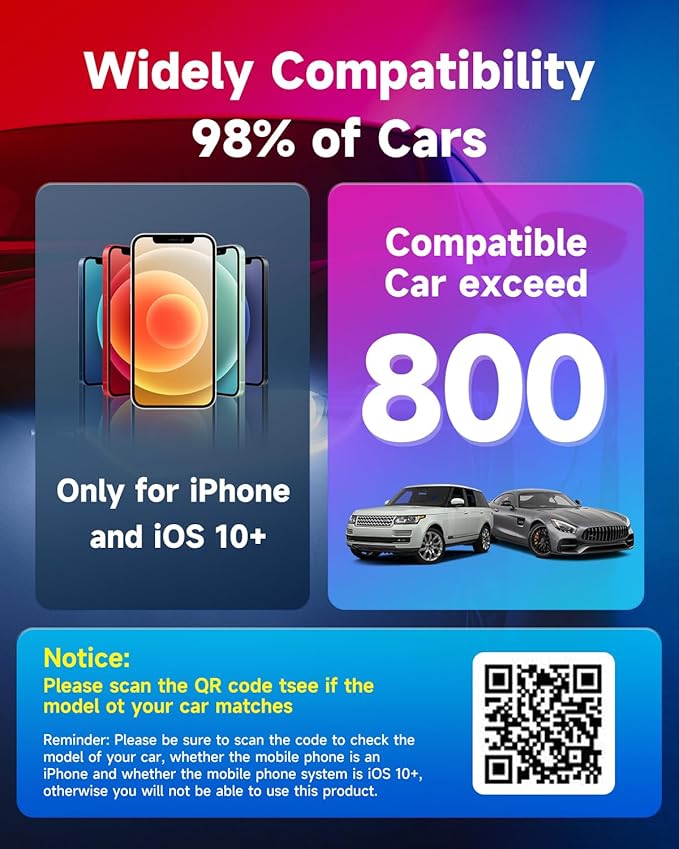 Carlinkit 3.0 Wireless CarPlay Adapter USB for Factory Wired CarPlay Cars (Model Year: 2015 to 2026), Wireless CarPlay Dongle Convert Wired to Wireless CarPlay