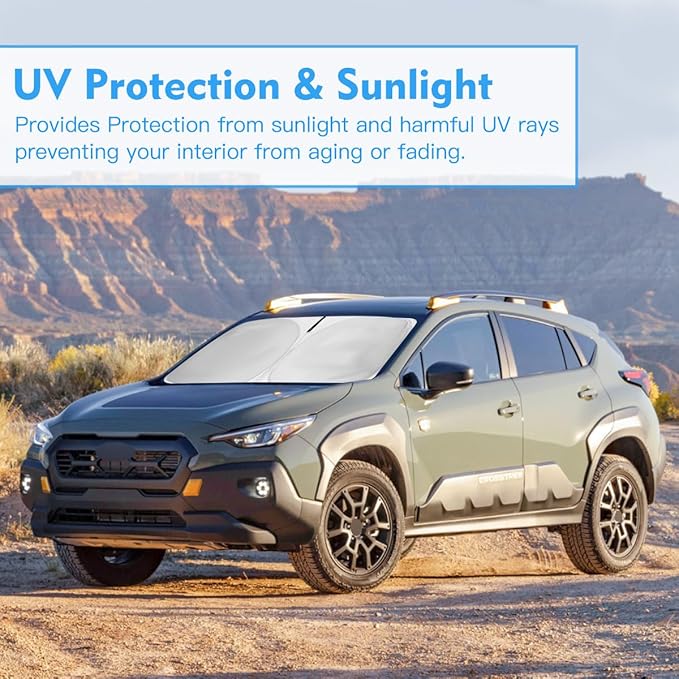 Windshield Sun Shade for Subaru Crosstrek Window Sunshade Fit 2018-2025 2026 Subaru Crosstrek 2.0i, 2.0i Premium, 2.0i Limited Wagon Front Window Shade Sun Visor Blocks UV Keep Car Cooler