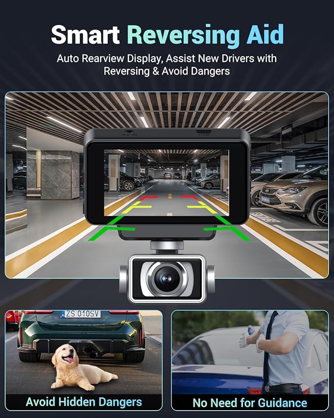 2026 AI Drive Assist 5G WiFi Dash Cam Front and Rear, UHD 4K+1080P, ADAS & GPS, 360° Rotating Front x Free 32GB Card Dual Dashcam, 3" Touch Screen, 24H Parking Mode, Support 512GB Max