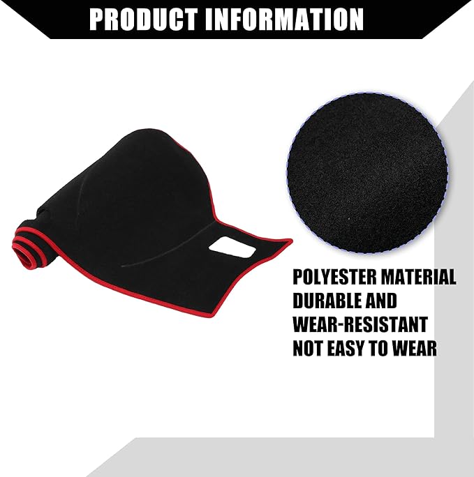 Dash Cover for Audi Q3 2019-2022 / Center Console Dashboard Cover/Non-Slip/Polyester / 1 Pcs Black Red
