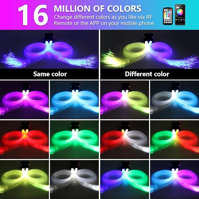 Starlight Headliner Kit,Twinkle + Music Sync Dual Color Fiber Optic Star Ceiling Lights with APP Remote Control, RGBW Shooting Star Lights for Car/Home Ceiling Decor, 1000pcs 9.8ft