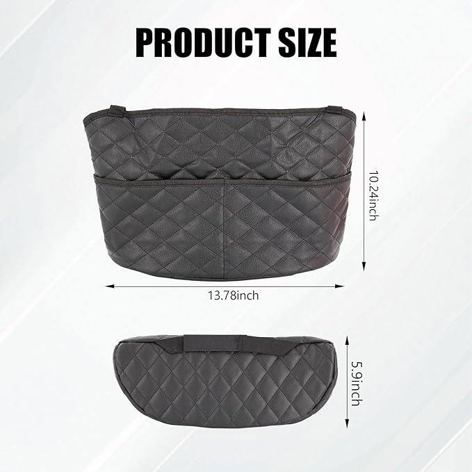 braxan Car Purse Holder Between Seats, Large Capacity Purse Holder for Car, Storage Bag for Backseat Pet Kid Barrier, Universal for SUV, Truck, RV (Black)