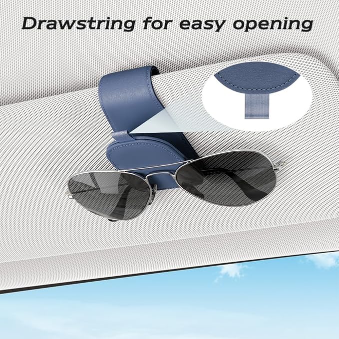 Sotfamily Sunglass Holder for Car Visor, Suede Cloth Magnetic Sunglass Organizer for Car Accessories, 2 Packs, Blue