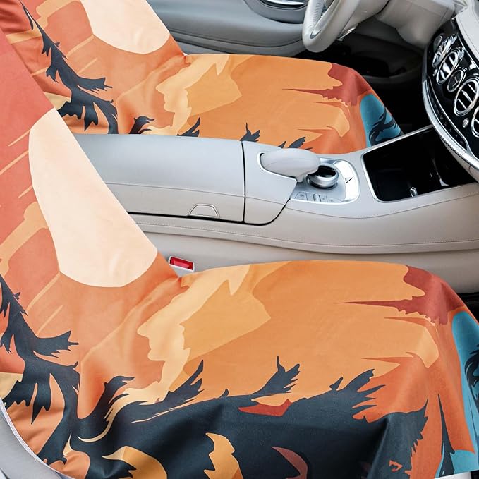 1 Pack Car Seat Towel Covers with Storage Bag 63 x 32 Inch Athletic Running Towel Seat Sweat Washable Cover Gifts for Car Outdoor Sport Activities Christmas (Sunset)