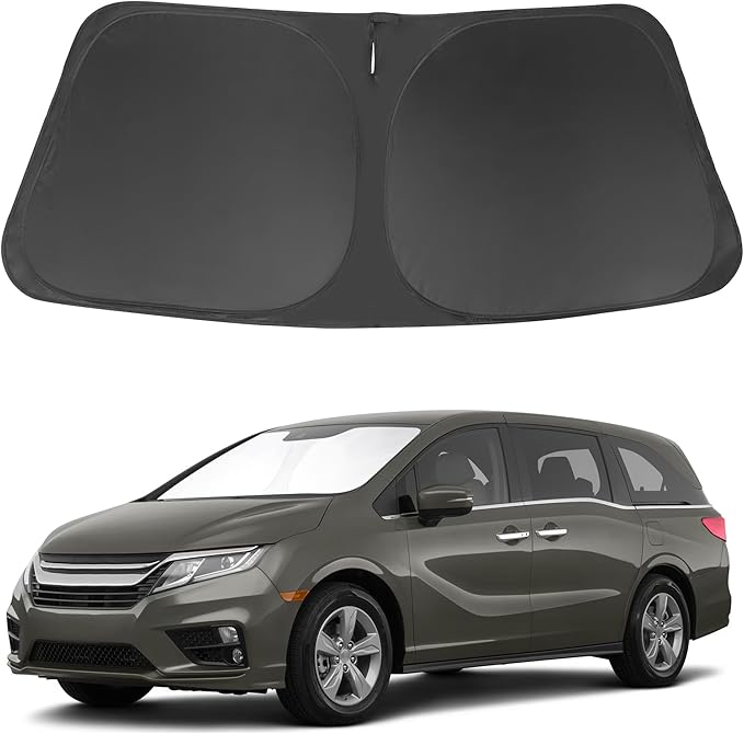 Windshield Sun Shade Custome Fit 2018-2024 2025 2026 Honda Odyssey Accessories LX,EX,EX-L,Touring,Elite Minivan Foldable Window Sunshade Protector Blocks Sun Rays & Heat