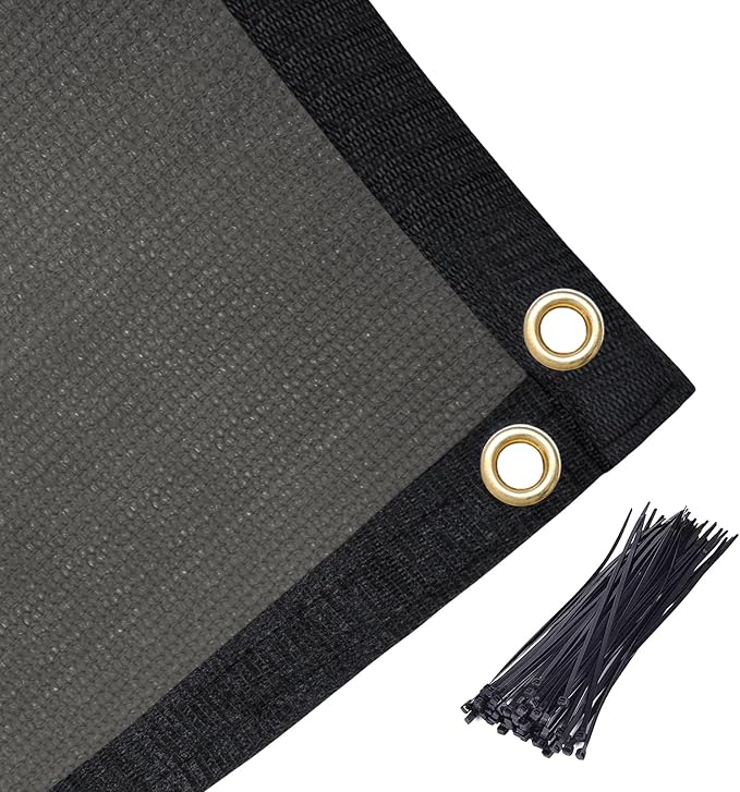 Amagenix 90% Pergola Shade Cover 14'X 15' Dark Gray Sun Shade Cloth with Grommets for Outdoor Garden Patio Porch-Commercial Grade 200 GSM-Cable Zip Ties Included (We Customized)