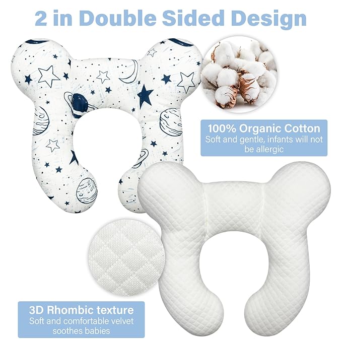 Baby Neck Pillows - Upgraded Toddler Travel Cushion for Toddler Head and Neck, Infant Neck Pillow for Car Plane Stroller Pushchair - Starry Sky