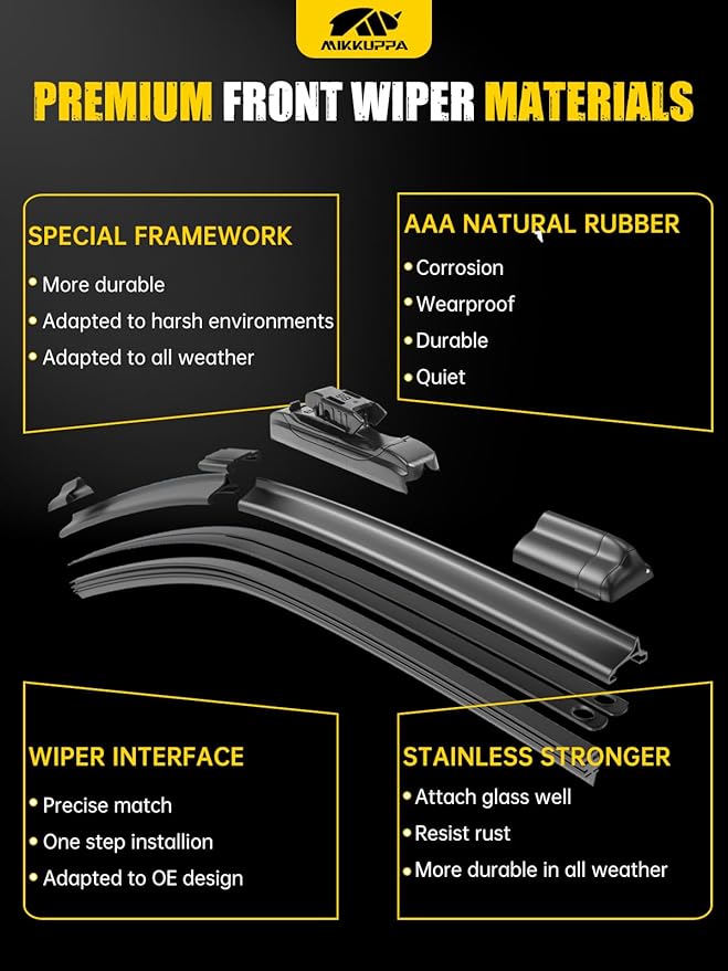 MIKKUPPA 24"+20"+13" Windshield Wipers Blades Replacement for 2018-2022 BMW X2, Top Lock Front & Rear All Season Wiper Blades Set(Pack of 3)