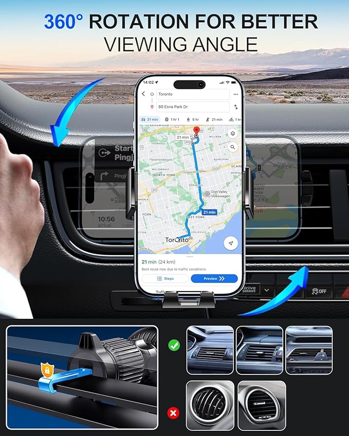 Wireless Car Charger, Phone Holders for Your Car 15W Fast Charging Auto Clamping, Air Vent Car Phone Mount for iPhone 17 16 15 14 13 Mini Pro Max XR, Samsung Galaxy S25 Ultra S24 S23 S22 S21