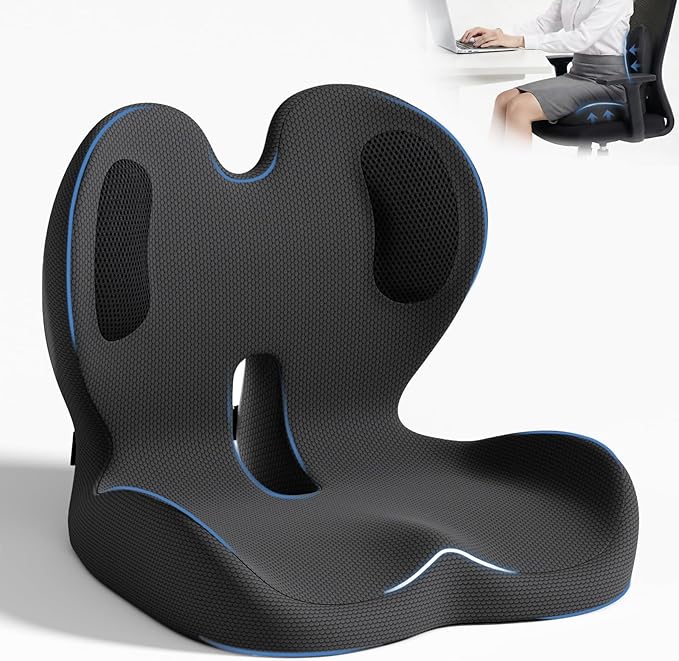 Seat Cushion,Memory Foam Chair Cushion for Office and Car,Ergonomic Coccyx Seat Cushion for Tailbone,Sciatic Nerve,Back Pressure Relief,Lumbar Support Pilow for Office,Car,Truck,Desk Chair