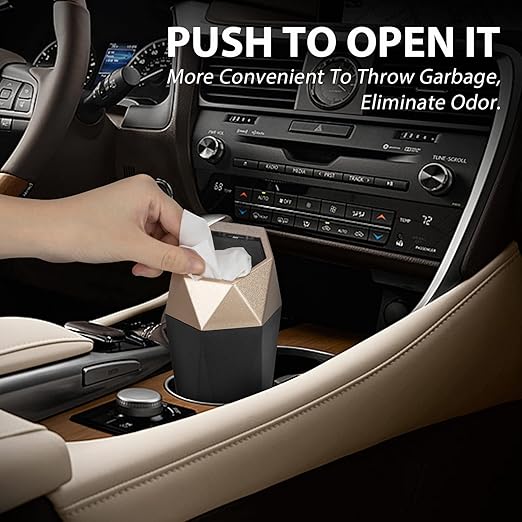 Car Trash Can with Lid - 1-Pack, Interior Accessories for Vehicles, Leakproof Garbage Can with 15 Detachable Trash Bags, Multipurpose Organizers and Storage Solutions for Home and Office
