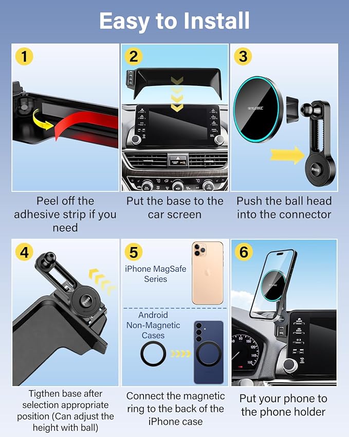 SKYLOTEC Phone Mount for BMW X5 X6 2024-2026/X7 2023-2026 Accessories 14.9-Inch Screen Fixed Clip, Magnetic Car Phone Holder for MagSafe, Strong Magnets 15W Wireless Charger Cell Phone Base