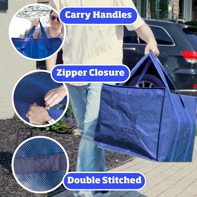DURASACK XXXL Insulated Food Delivery Bag – 23”x14”x15” Reusable Catering Tote for Hot & Cold Food – Water-Resistant Thermal Carrier for Meal Transport, Grocery Runs, and Events, Blue