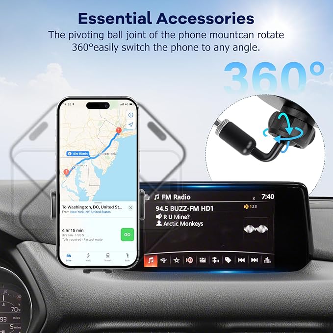 Car Phone Holder Fit for Mazda CX5 2021-2025 Accessories Dashboard Organizer with Cell Phone Mount 10.25-inch, Cell Phone Automobile Cradles Hands-Free 360 Degree Rotation