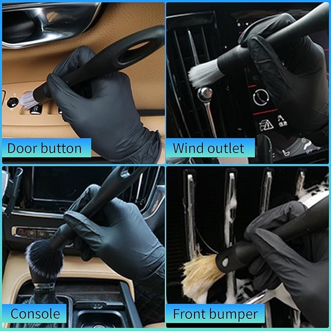 1 Pack 3 Pcs Car Detailing Brush,8.66 * 0.95in Automotive Brushes- Washing & Cleaning Air Vent for Wheels, Suitable for Most Cars, Trucks, Suvs