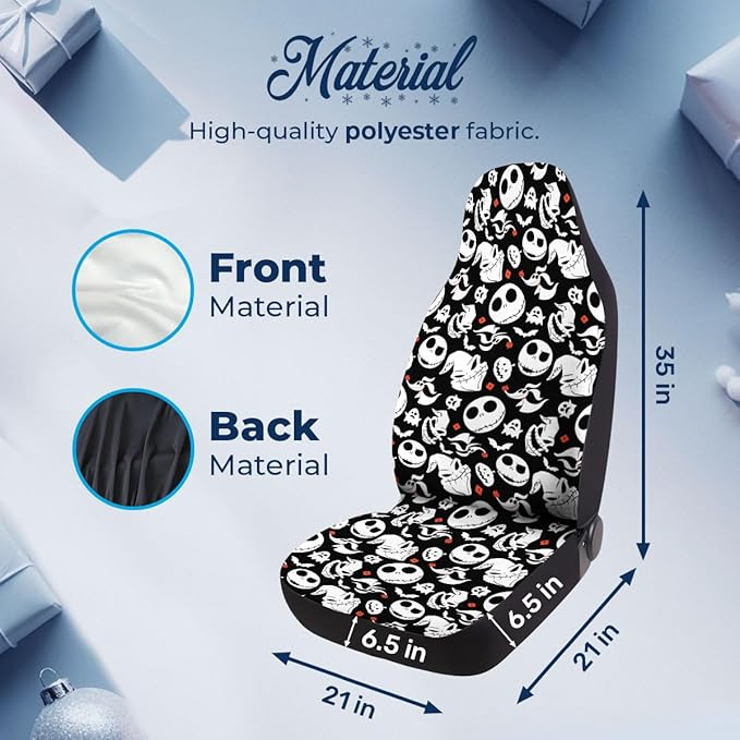 GENANY Skull Car Seat Covers Set of 2, Horror Breathable Front Seat Covers for Truck Sedan SUV, Spooky Car Accessories, Horror Gift for Women Men