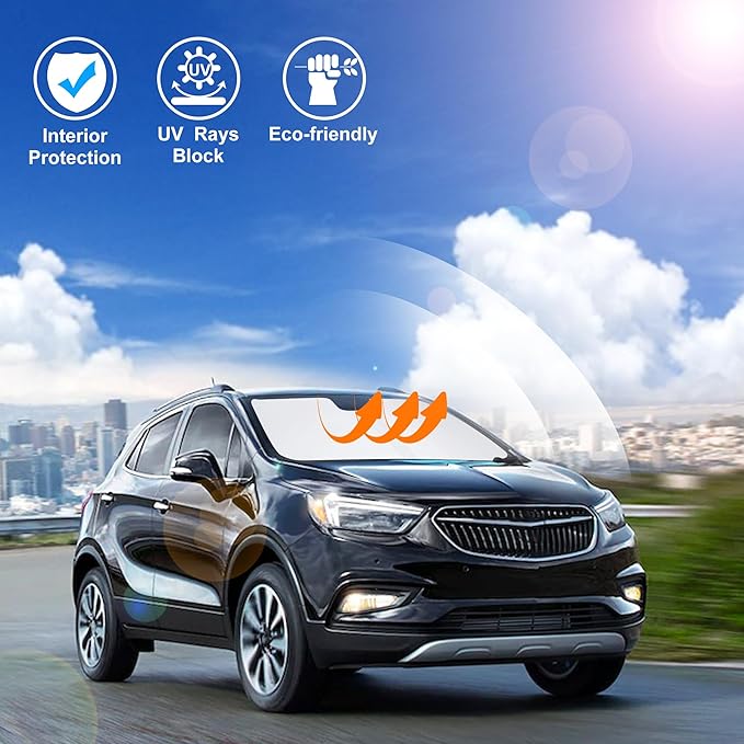 Windshield Sun Shade Custom Fit for 2013-2019 Buick Encore Accessories Foldable Sunshade Sun Blocker Protect Car from Sun Rays & Heat Damage Keep Car Cooler