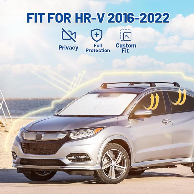 Car Window Shades for Honda HR-V 2016-2022 Accessories - Full Set 6PCS Side Window Sunshades with Memory Frame & Blackout Fabric, Privacy UV Shield for Camping/Travel