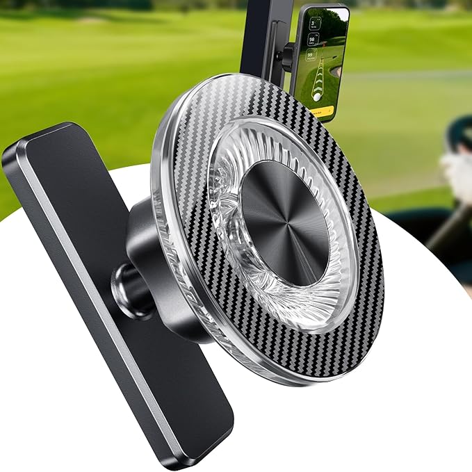 GBEAST Magnetic Golf Cart Phone Holder Compatible with MagSafe for iPhone 12-17 Series, 360° Rotation Golf Accessories for Men Women, N52 Magnets Phone Mount For EZGO/Club Car/Yamaha, Gifts for Golfer