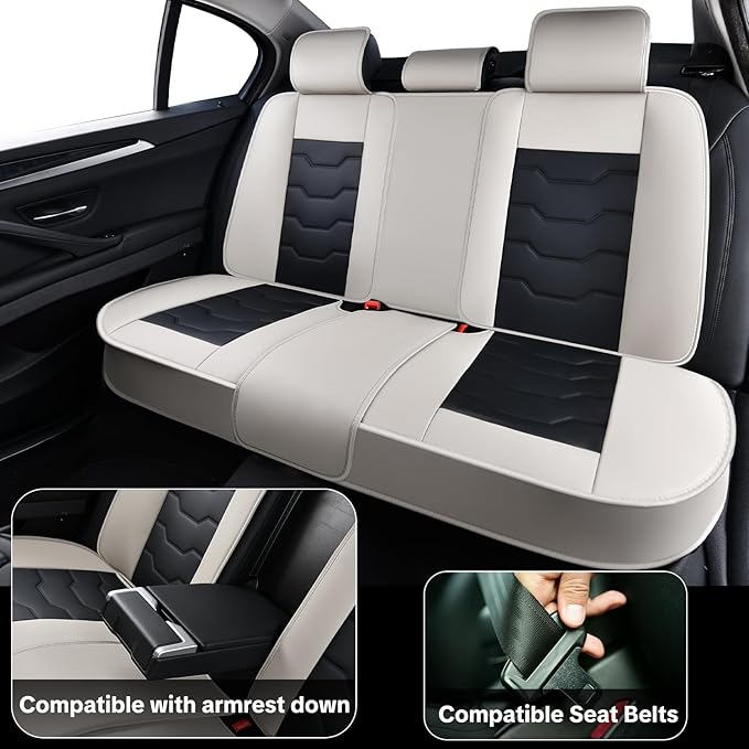 Car Seat Cover Set, Gray and Black Seat Covers, Automotive Interior Accessories, Waterproof Synthetic Leather, Protect and Upgrade Your Car Interior, Pet Car Seat Cushions, Fits Most Vehicles