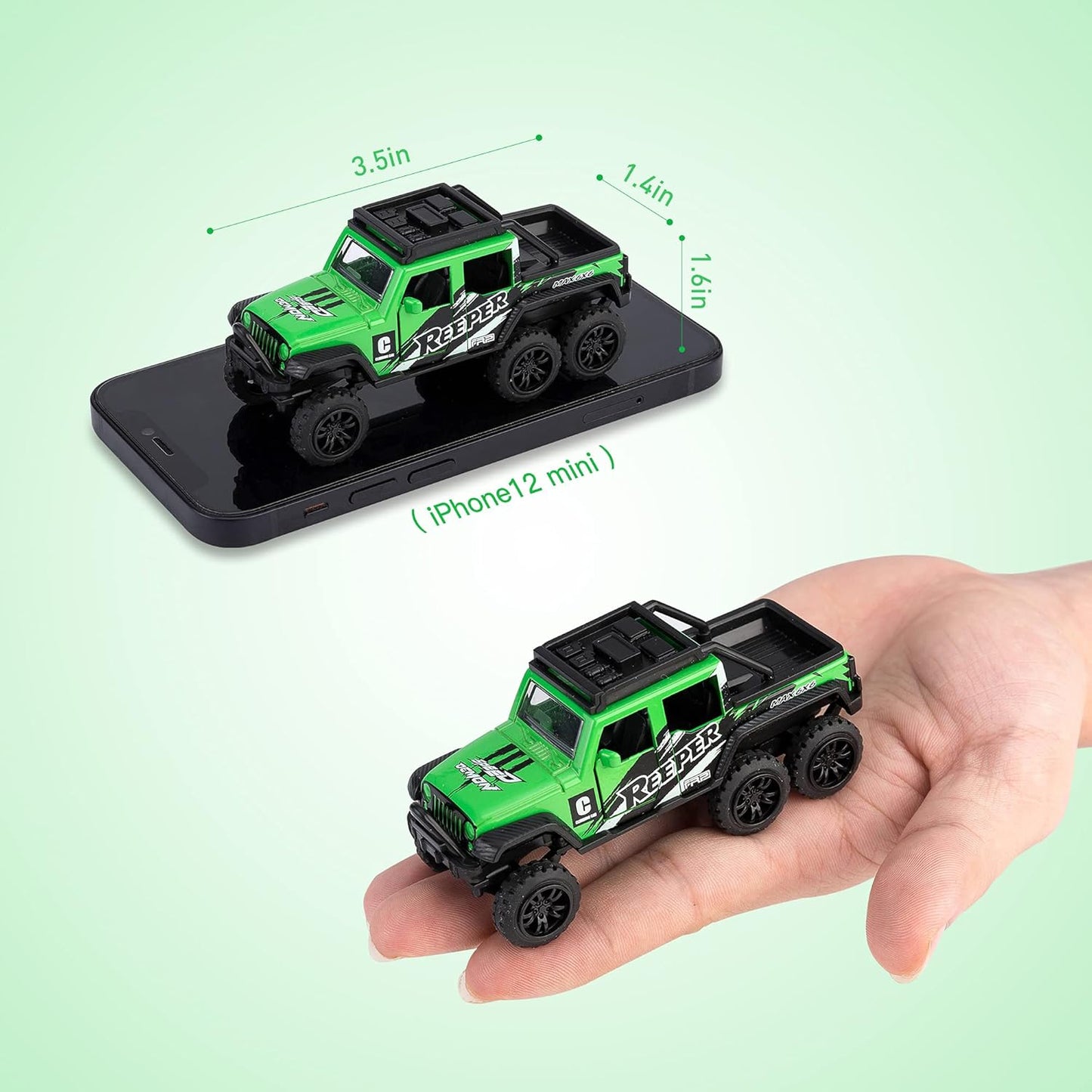 KIDAMI Diecast Toy Trucks 4 Pack Die Cast Metal Toy Cars Pull Back Cars Openable Doors Off-Road Vehicles Birthday Gift for Boys and Toddlers (Colorful)