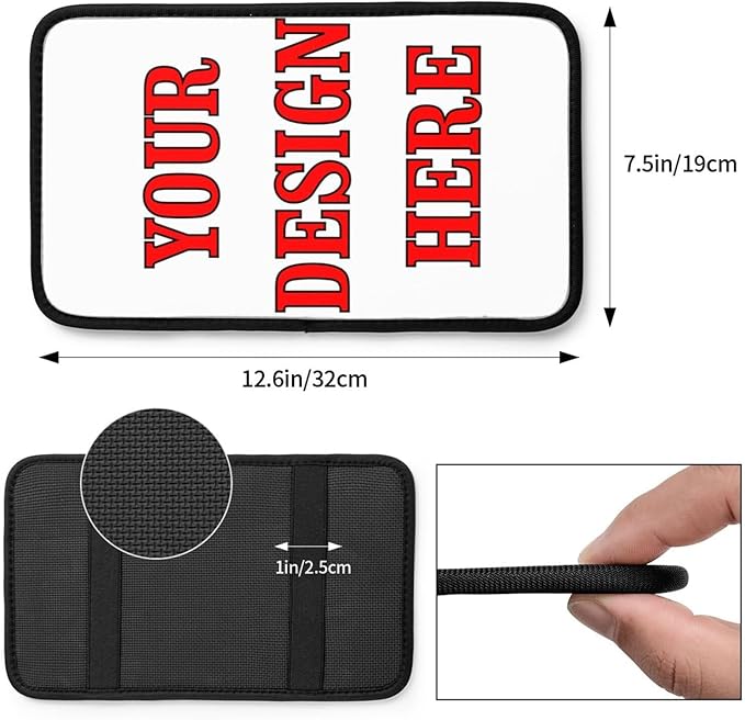 Custom Car Armrest Cushion Add Your Logo Text Image Photo Custom Personalise Auto Center Console Armrest Pad Cushion Universal Deco Pad Center Console Cover for Car Seat Handrail Box 7.5x12.6in