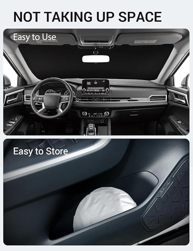 Proadsy 2026 Upgrade Windshield Sun Shade Custom Fit 2026 2025 2024 2023 2022 Mitsubishi Outlander Foldable Front Sunshade Protector Sun Visor Blocks UV Rays Keep Car Cooler