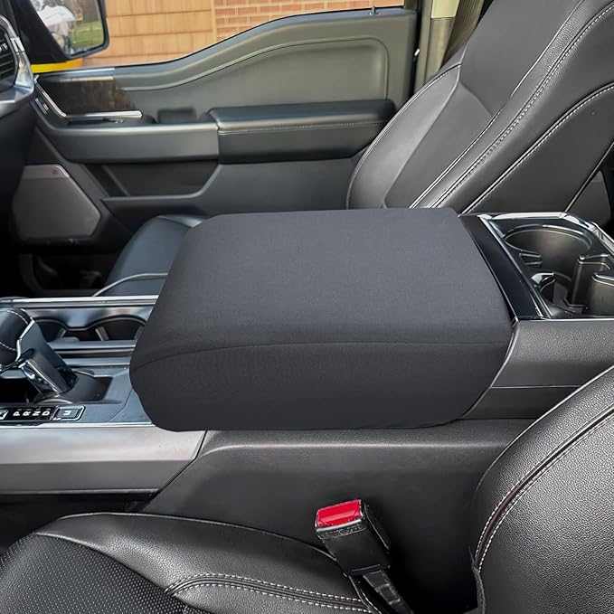 PIMCAR Center Console Cover for 2021-2025 2026 Ford F150 Middle Armrest Cusion Protector Anti Scratch Nylon Cover Interior Accessories(Bucket Seat Only)