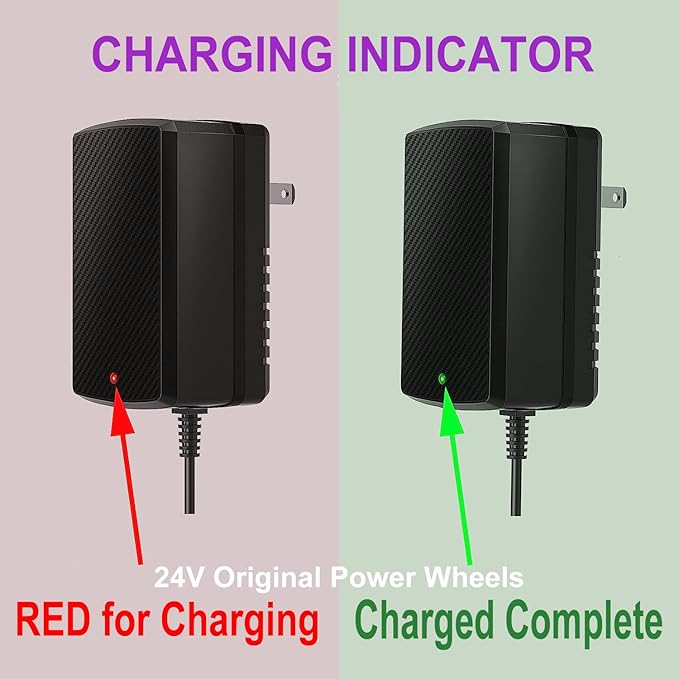 24V Charger for Kids Ride On Car Toys 24 Volt Battery Charger Wrangler SUV Kid Trax Dynacraft Toy Car Jeep ATV Quad Disney Electric Ride-On Charger 24V Battery Charger