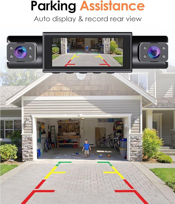 4 Channel Dash Cam 360° View, 2K Car Dash Cam Front and Back, 4-Way Front Rear Inside Recording, APP Control, 8 IR Night Vision, Parking Monitor, G-Sensor, Free 64GB TF Card