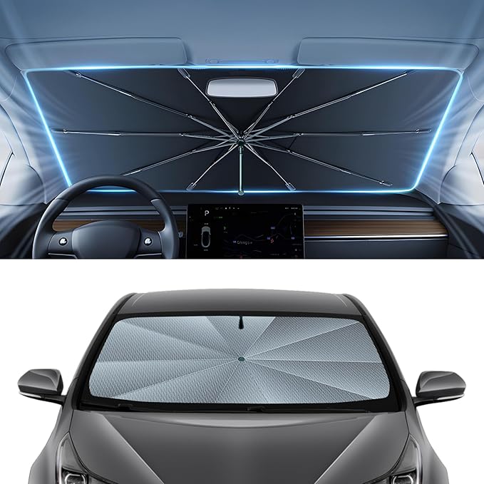 Autorder Windshield Sun Shade Umbrella for 2016-2022 Toyota Prius Accessories,Upgraded Ice Crystal Material,Easy Setup Umbrella Sunshade for Car Windshield,100% Sun Blocking