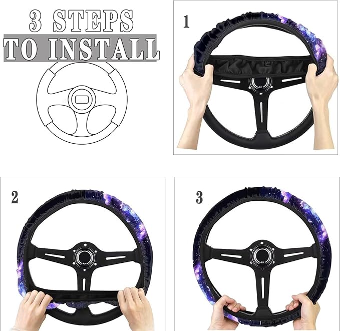AFPANQZ Purple Butterfly Car Steering Wheel Covers Sweat Anti-Slip Soft Grip Universal 14-15 inch Stretch-on Fabric Steering Wheel Protector Fits Sedans SUV Vans Trucks Red