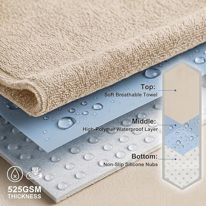 ZIMABLUE 1PC Waterproof Towel Car Seat Cover - 525g Heavy Duty 3-Layer Microfiber Sweat Protector for Bucket Seats - Non-Slip Machine Washable Universal Fit for Gym, Yoga, Beach, Pets & Outdoors-Beige