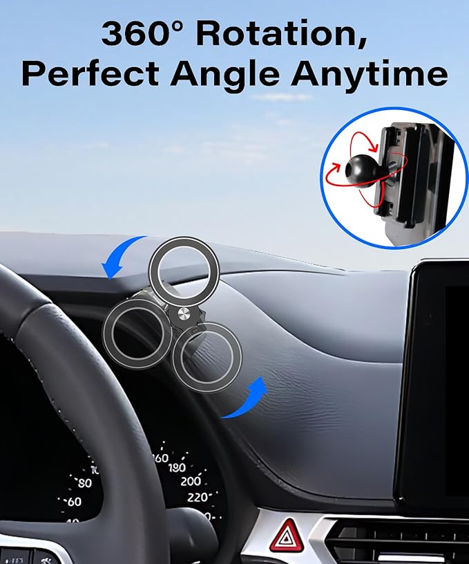 Car Phone Holder for Toyota Sienna 2021-2025 Accessories Adjustable Cell Phone Mount Compatible with MagSafe Hands-Free 360 Degree Rotation Does Not Affect Air Vent