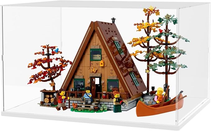 Choowin Large Acrylic Display Case for Lego Home Alone House 21330 21338 75574 for Lego Display Thickened Clear Acrylic Display Cases for Collectibles Assemble Dustproof Display Box(White Base)
