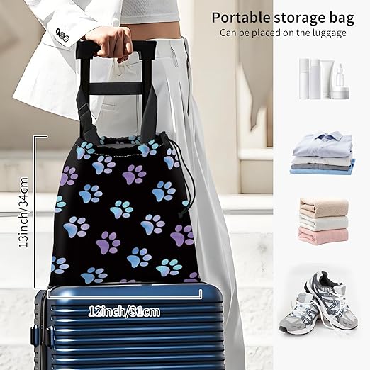 Car Trash Bag Large Hanging Can for Back of Seat, Cute Waterproof Car Garbage Bag for Vehicle, Travelling, Outdoor Cute Purple Paw