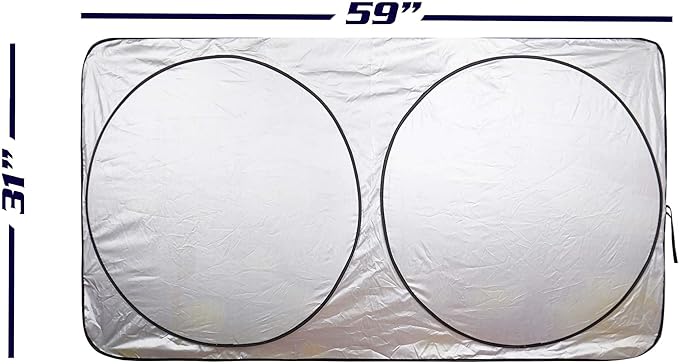 Car Windshield Sun Shade - Blocks UV Rays Sun Visor Protector, Sunshade to Keep Your Vehicle Cool and Damage Free, Easy to Use, Fits Windshields of Various Sizes (Standard 59 x 31 inches)